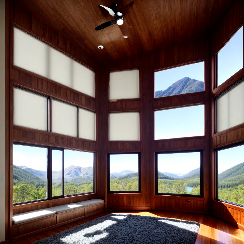 sala estar janelas paisagem serena