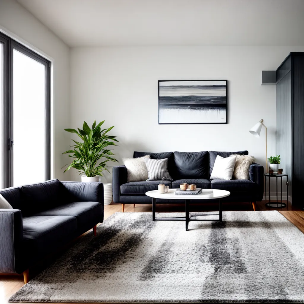 sala estar neutra tapete cowhide