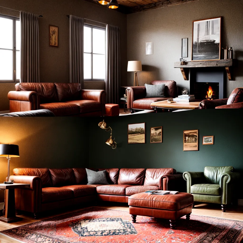 sala rustica poltrona sofa couro