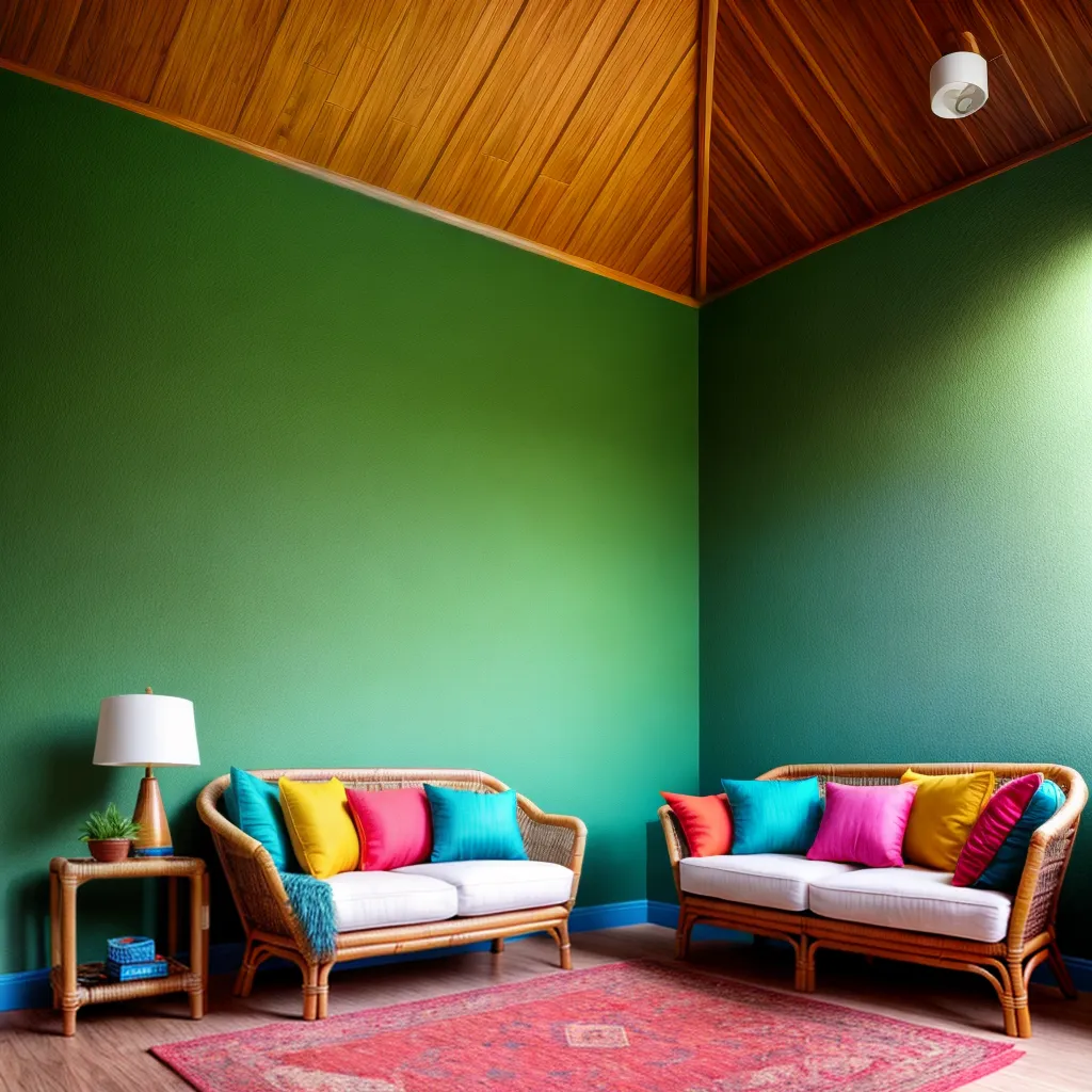 sala tropical sofa rattan plantas