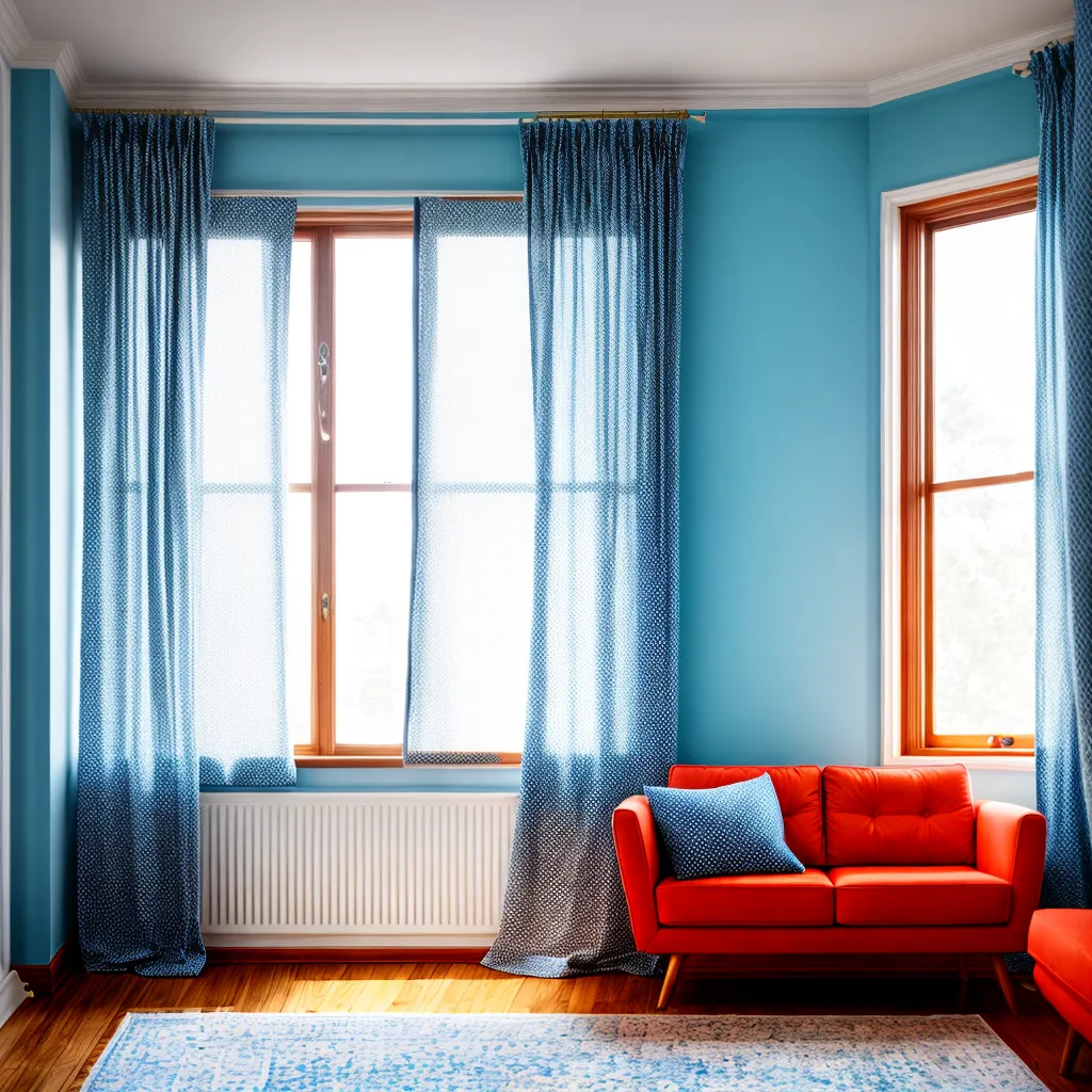 sala decorada cortinas polka dot