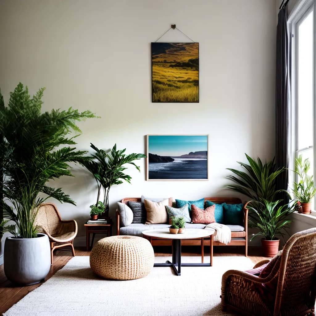 sala estar boho chic casa campo