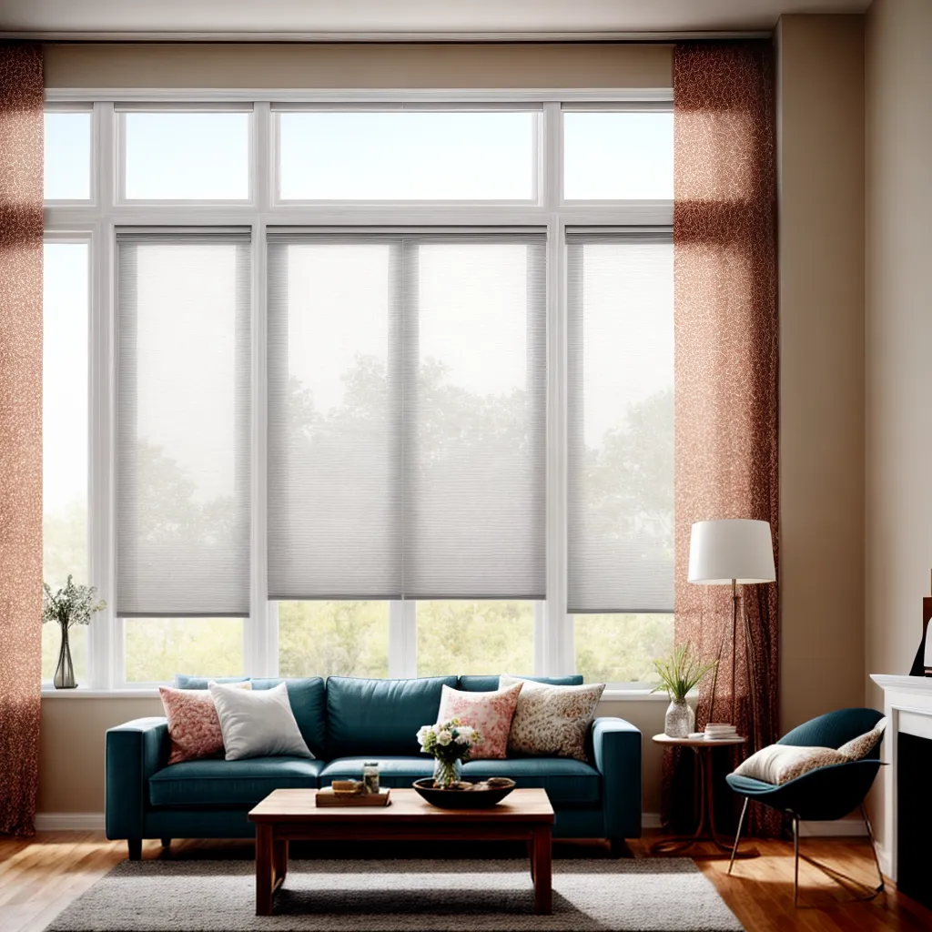 sala decorada blinds florais pastel