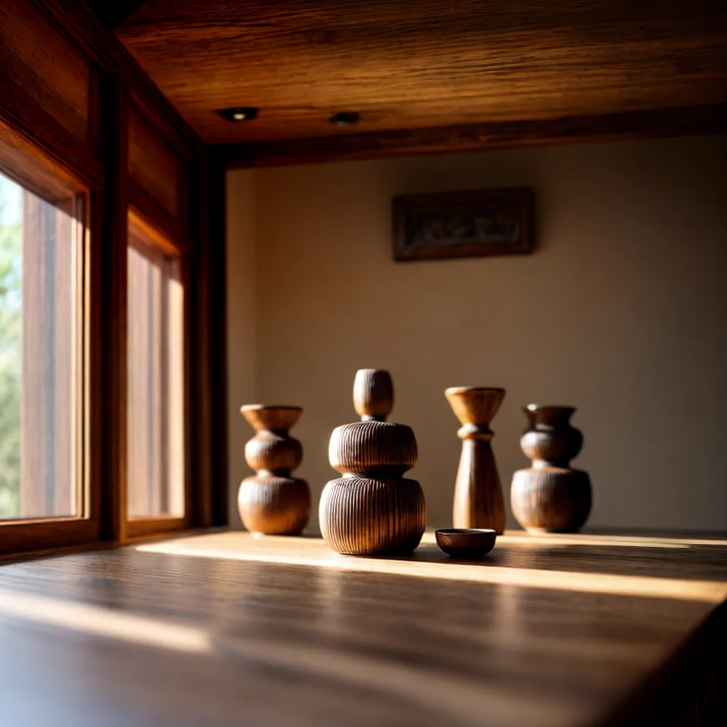 mesa rustica esculturas madeira elegante