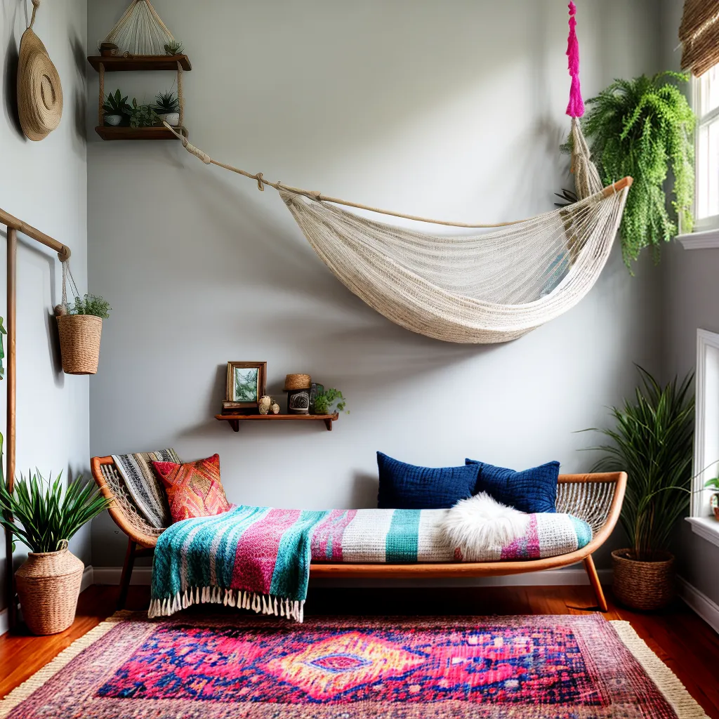 casa campo boho sala sol hammock