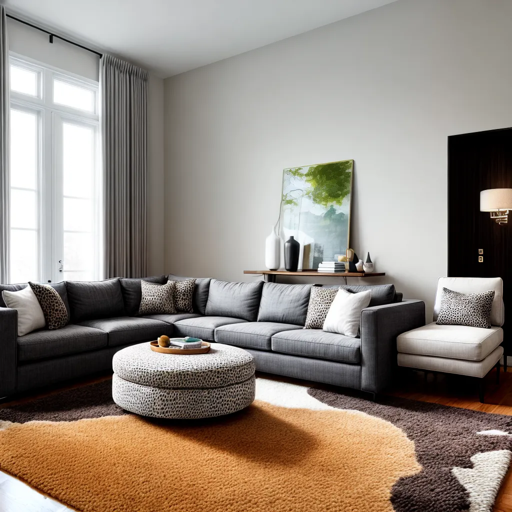 sala estar luxuosa tapete animal print