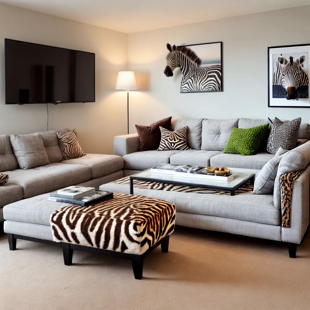 sala estar neutra animal print