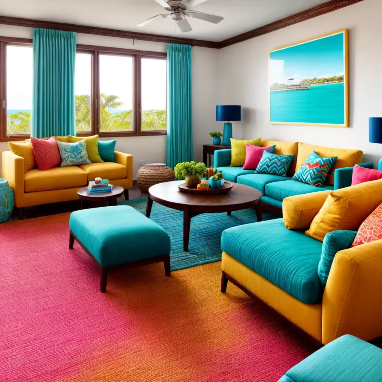 Decoração para casas de praia com decoração com cores vibrantes