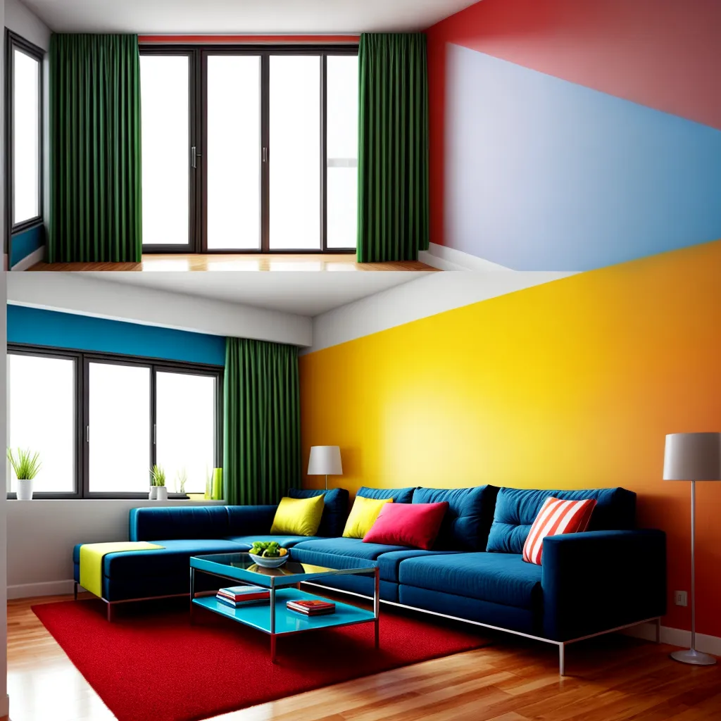 sala vibrante janelas cortinas listradas 2
