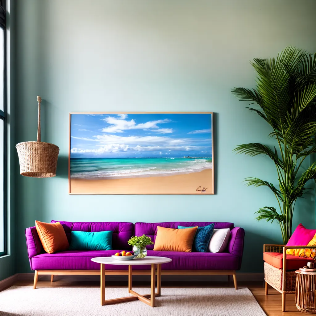 sala vibrante casa praia havaiana