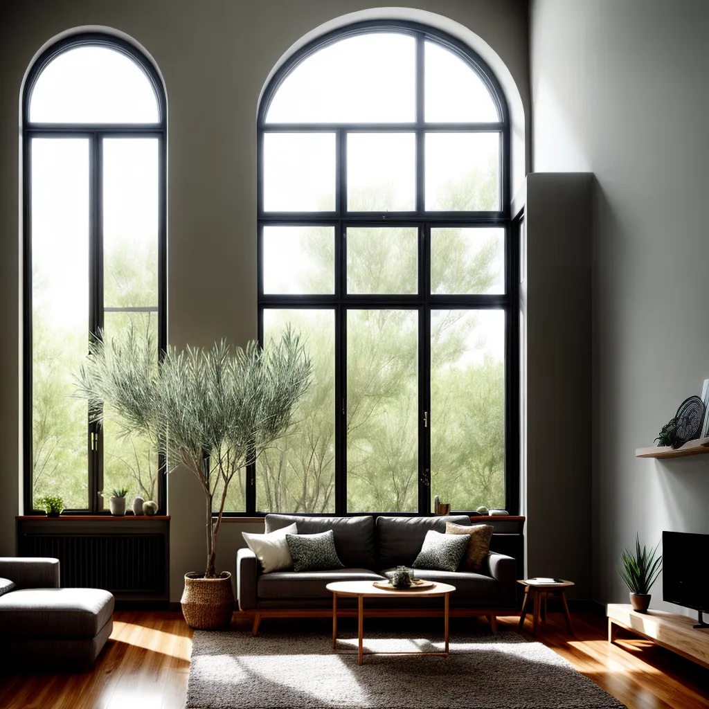 sala estar janelas oliveiras natureza