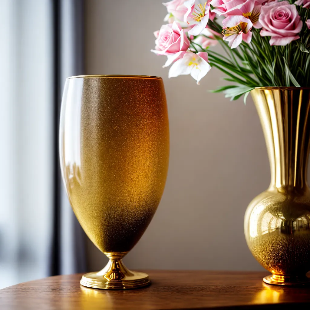vaso vidro dourado reflexos elegante