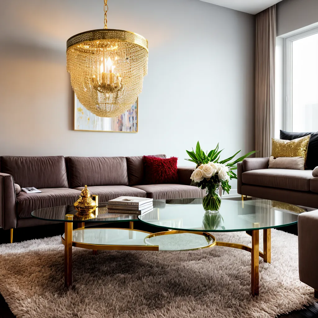 sala decorada mesa ouro
