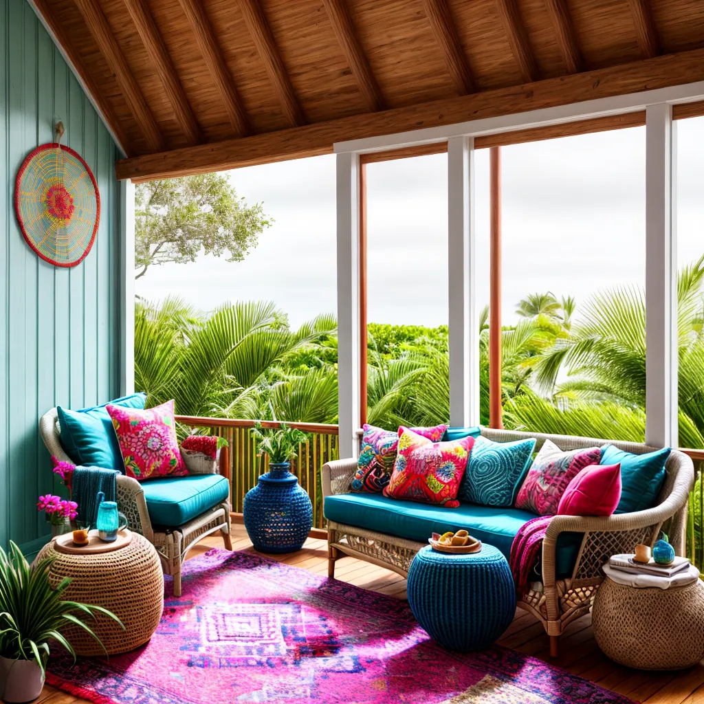 sala vibrante casa praia decoracao boho 3