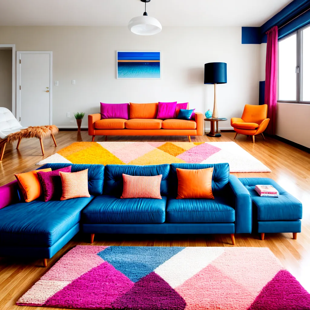 sala colorida tapete cowhide vibrante