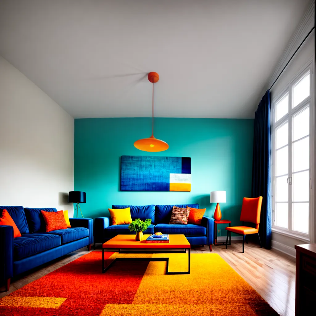 sala colorida cowhide sofa moderno