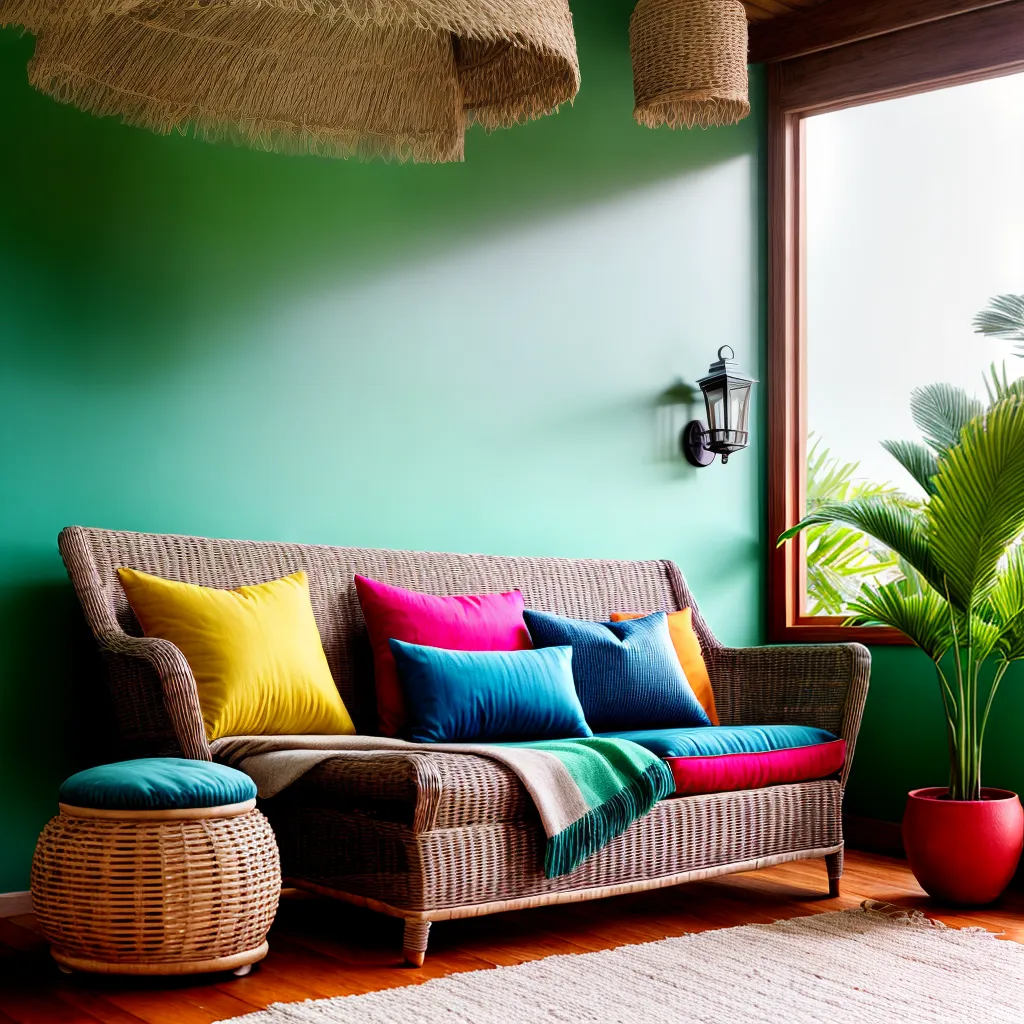 sala tropical sofa rattan decor