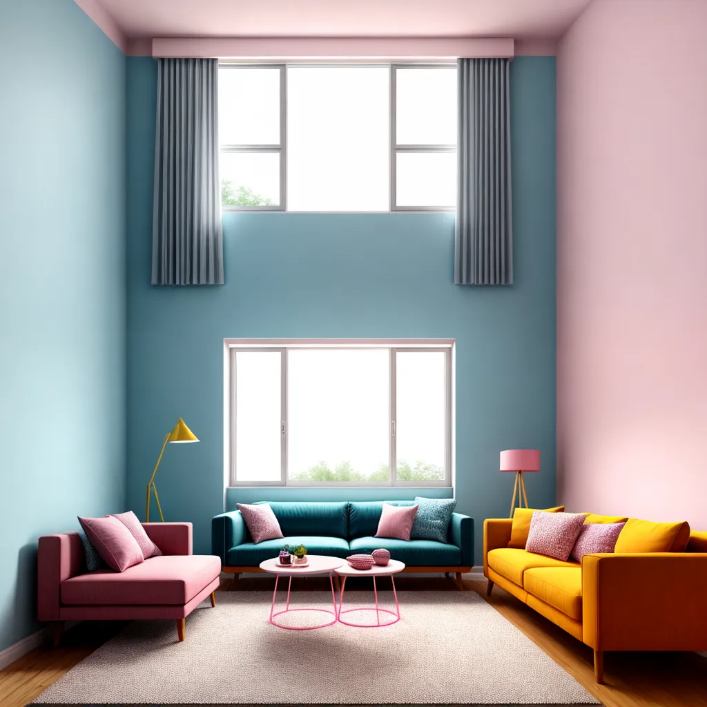 sala geometrica janelas pastel