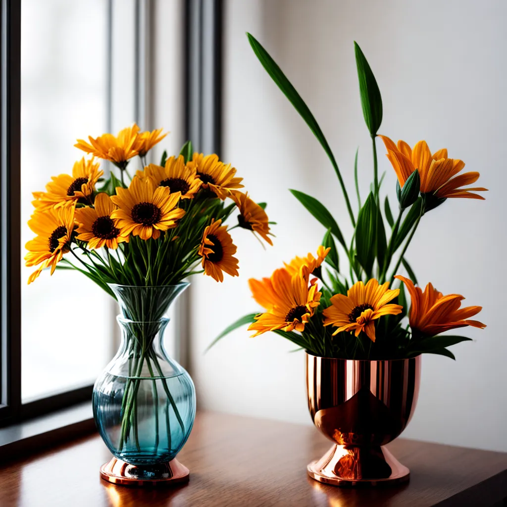 vaso cobre flores sol janela
