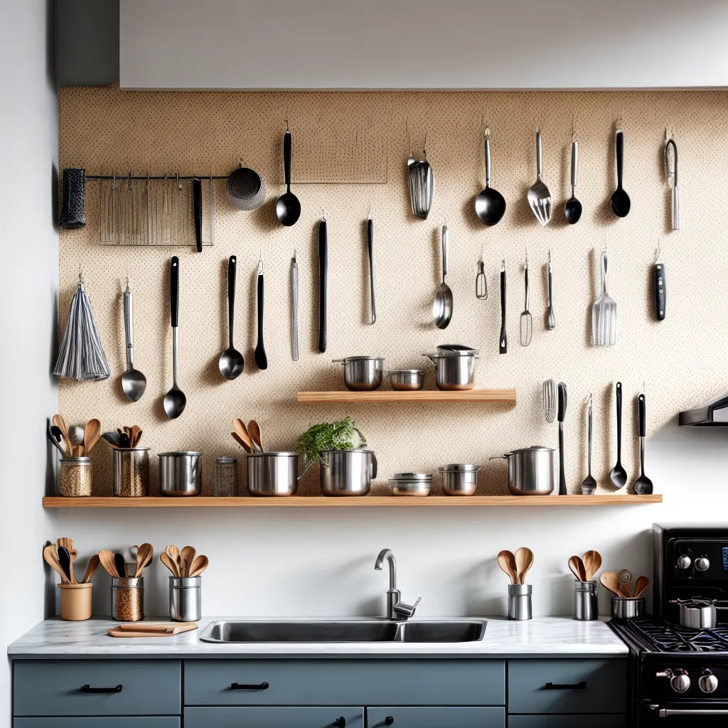 parede utensilios cozinha organizacao