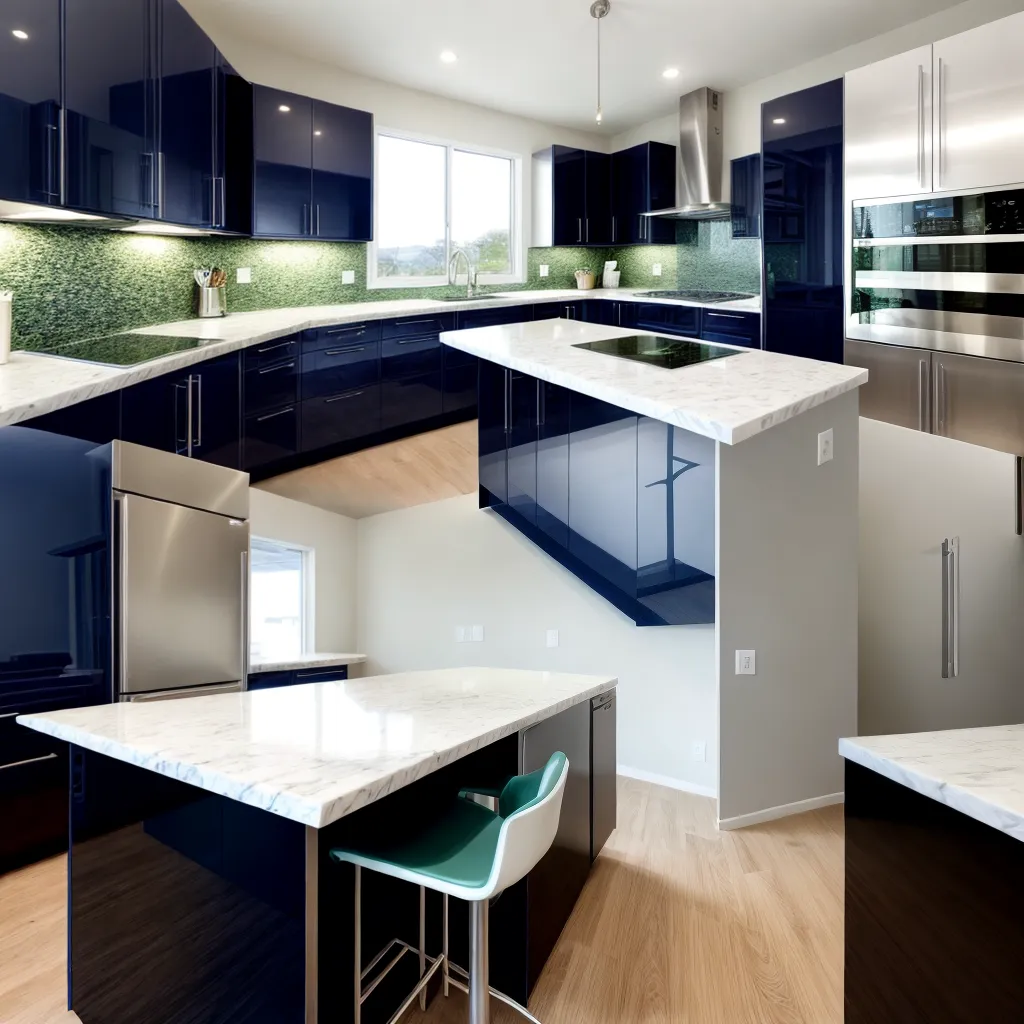 cozinha moderna marmore azul verde