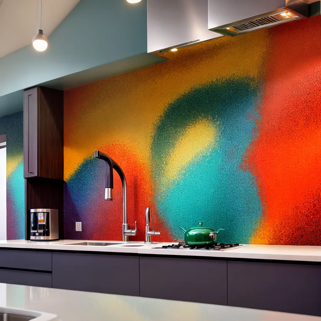 cozinha vibrante mosaico hidraulico