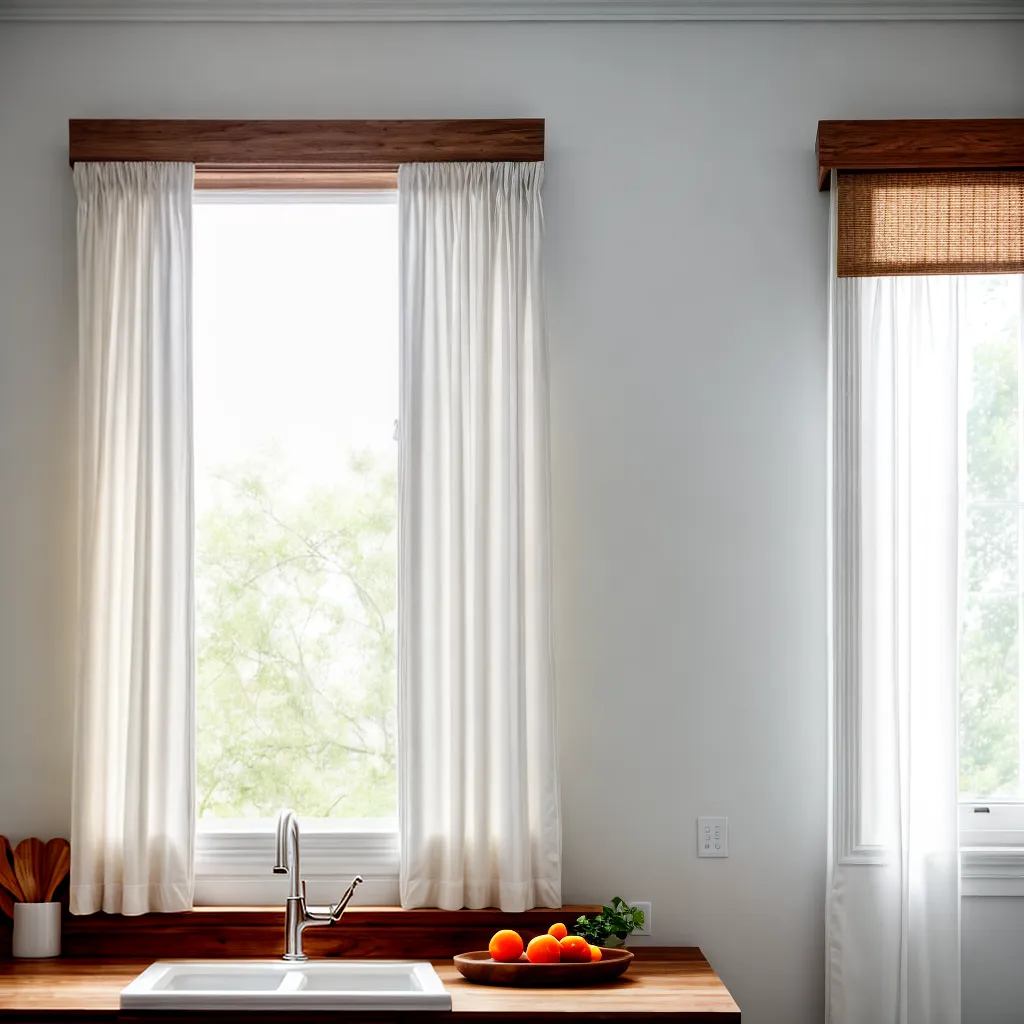 cozinha janelas cortinas brancas