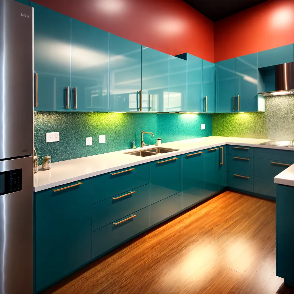 cozinha moderna armarios brancos azul verde