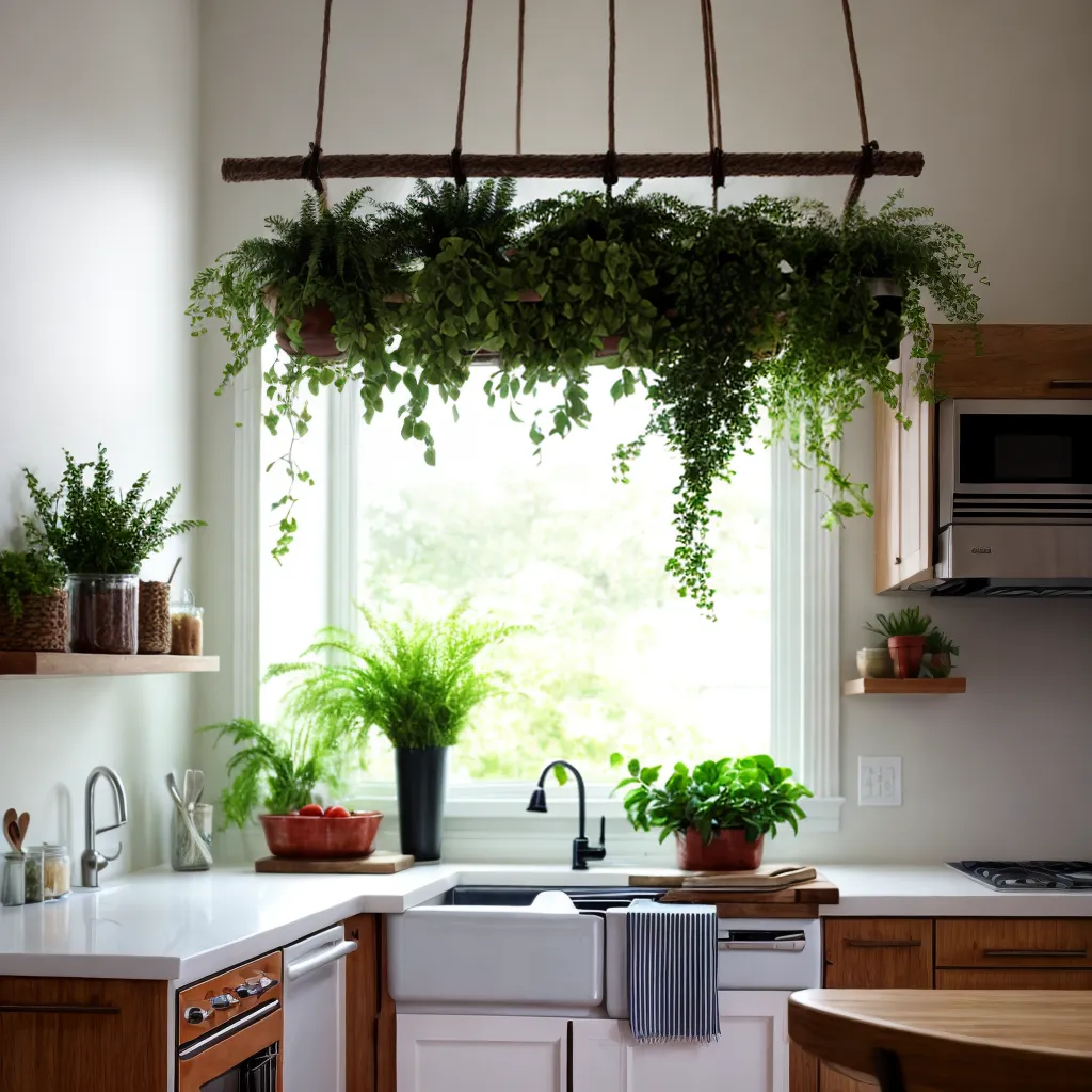 cozinha plantas penduradas natureza