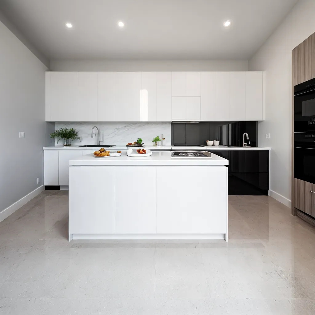 cozinha moderna armarios brancos porcelanato 1