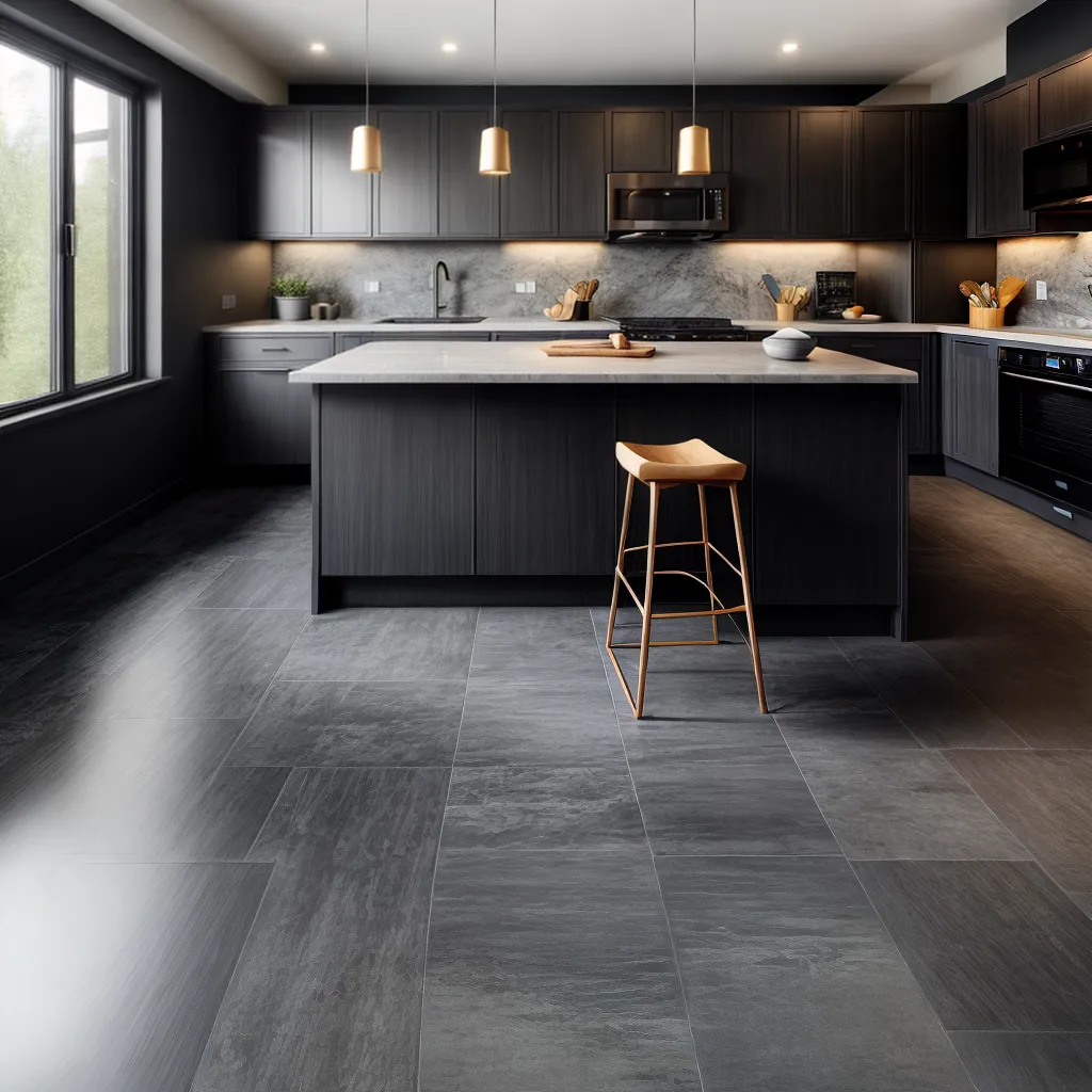 cozinha slate piso moderno rustico