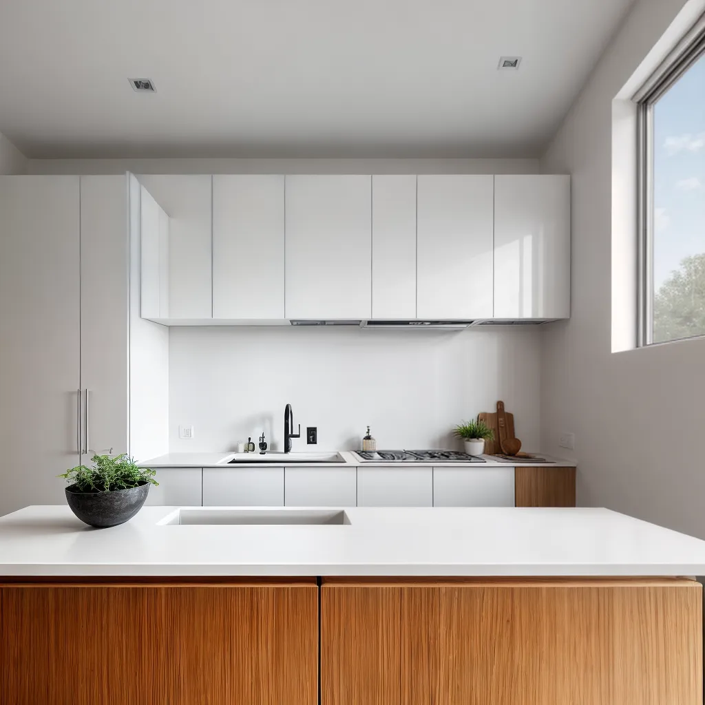 cozinha moderna pia resina bancada quartzo branco