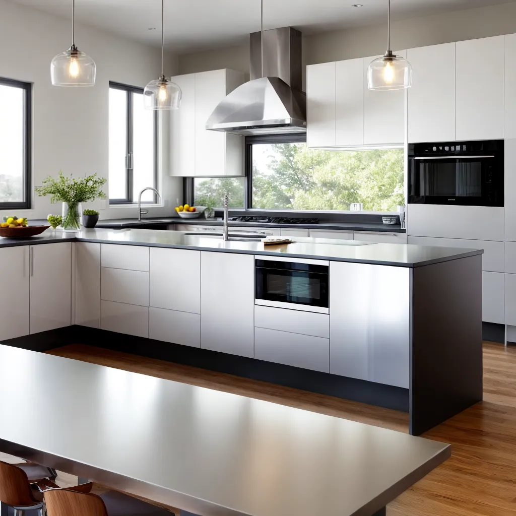 cozinha moderna inox luzes pendentes