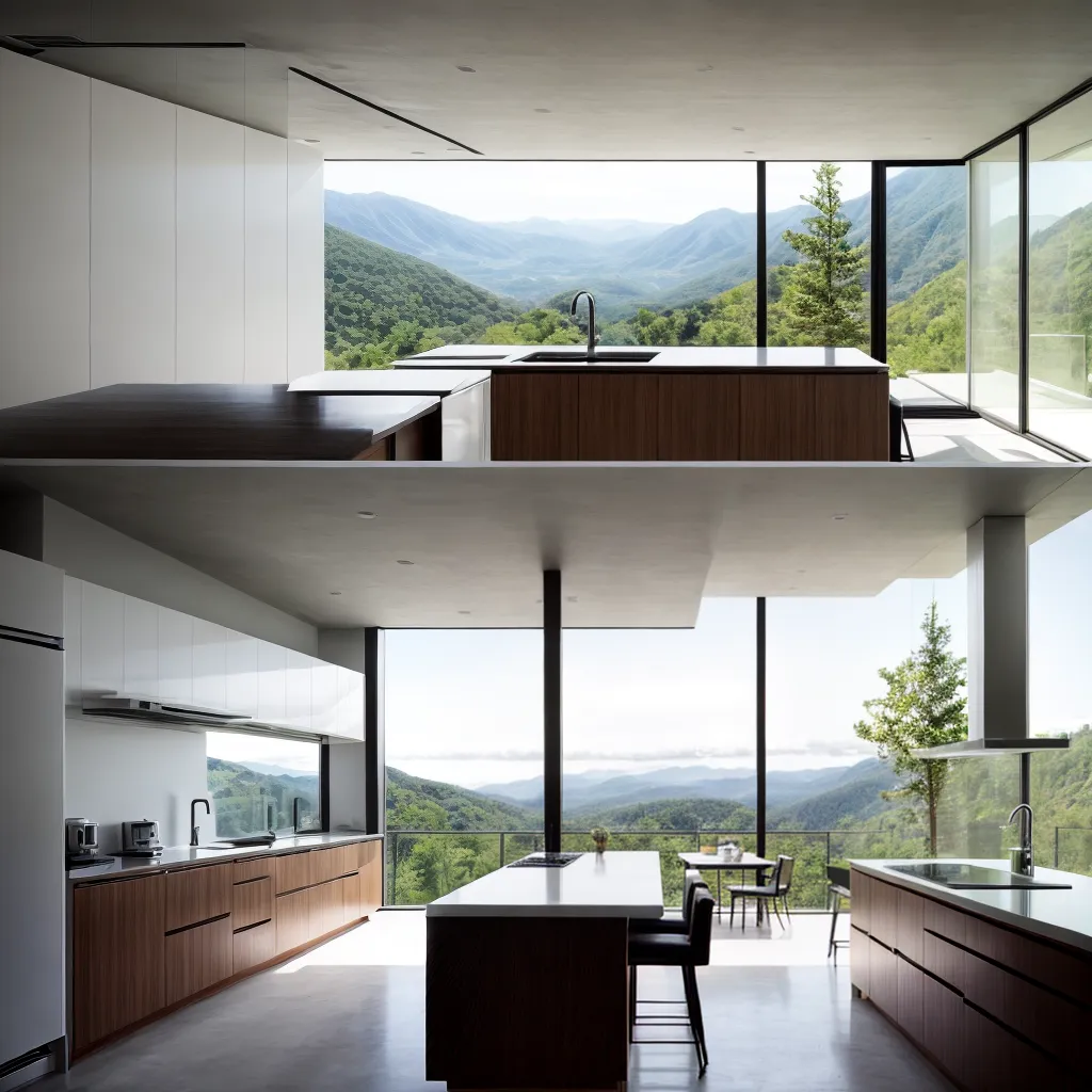 cozinha moderna vista montanhas verde