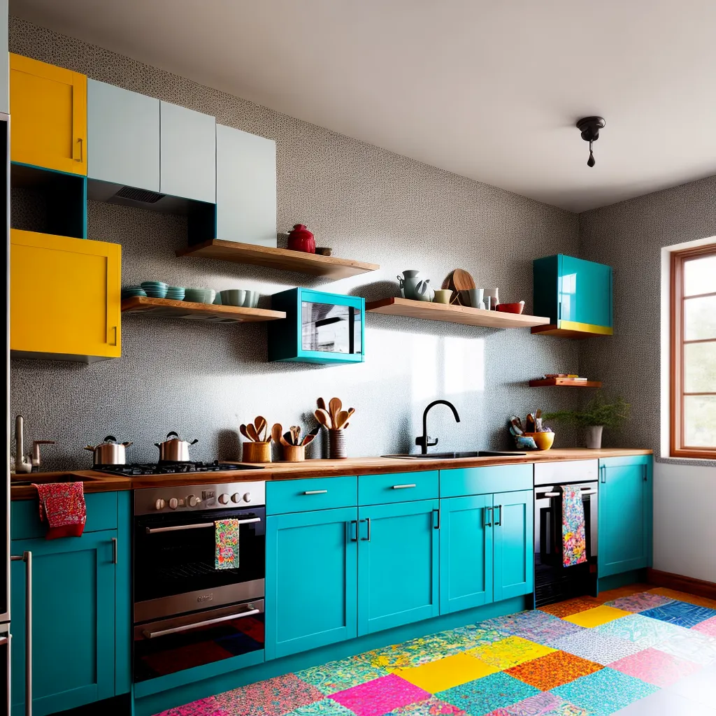 cozinha vibrante patchwork azulejos criativos