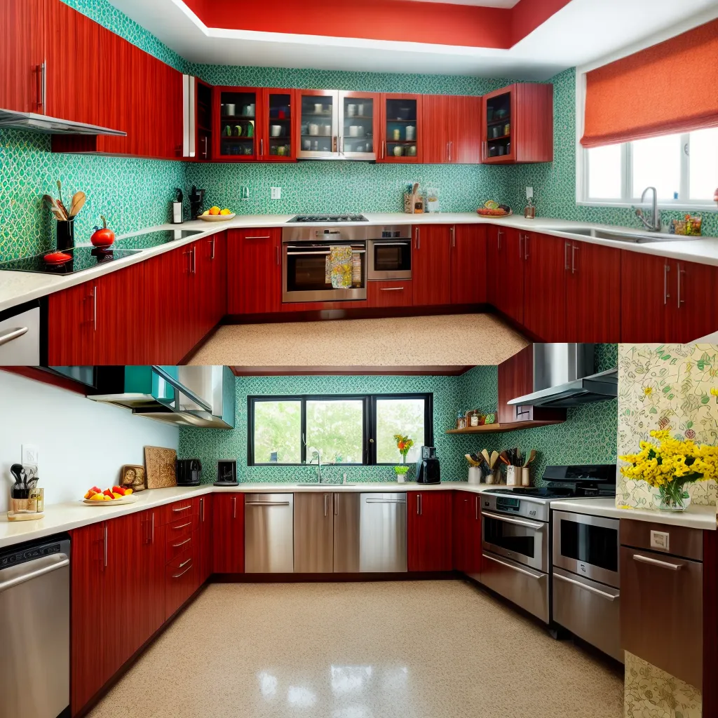 cozinha vibrante patchwork mosaico