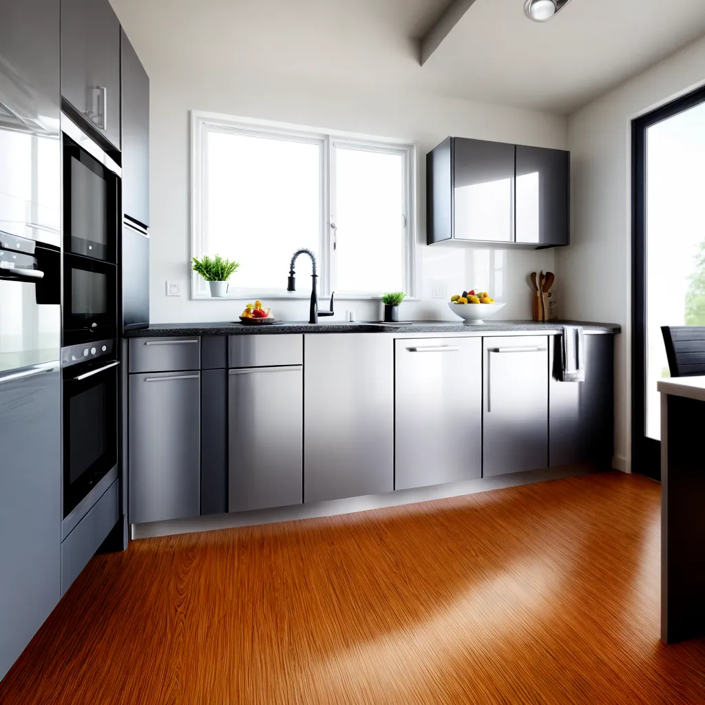 cozinha moderna piso vinil brilhante