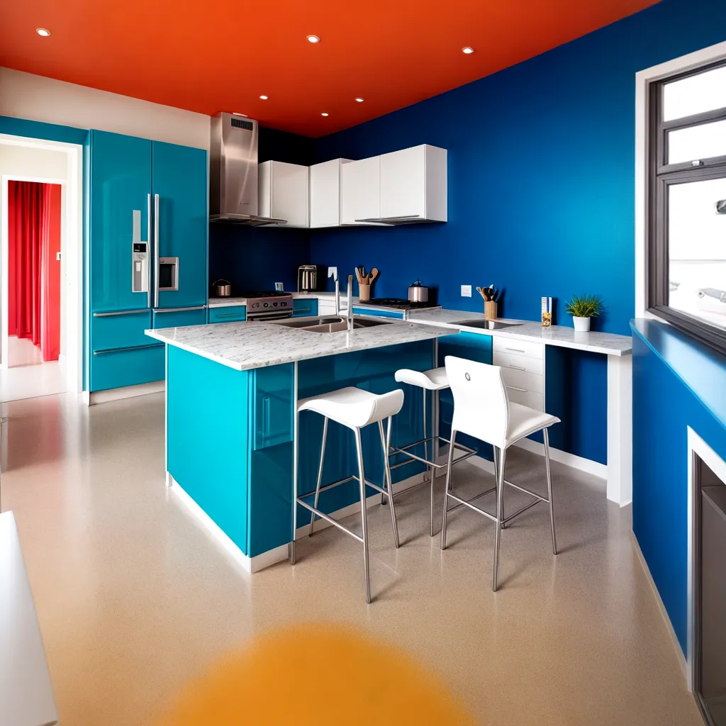 cozinha moderna parede azul