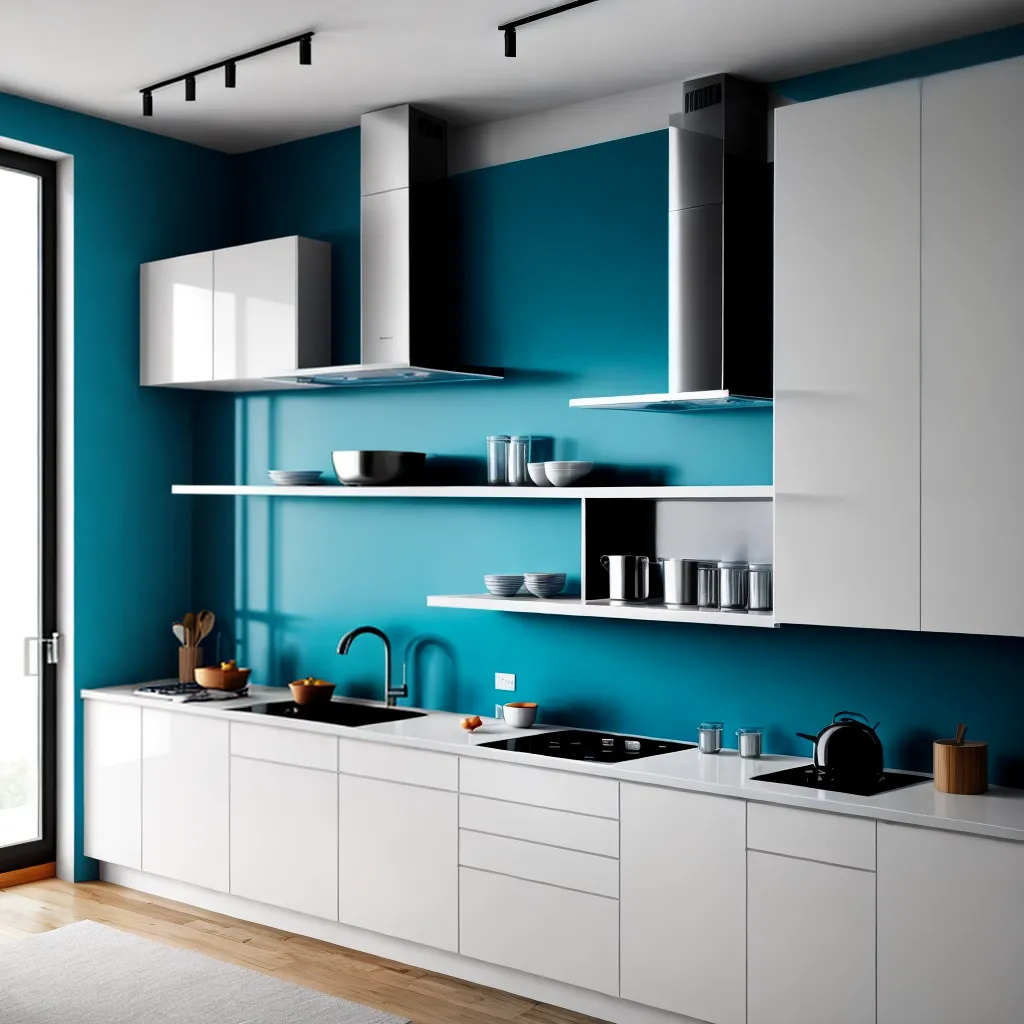 cozinha moderna parede azul 1
