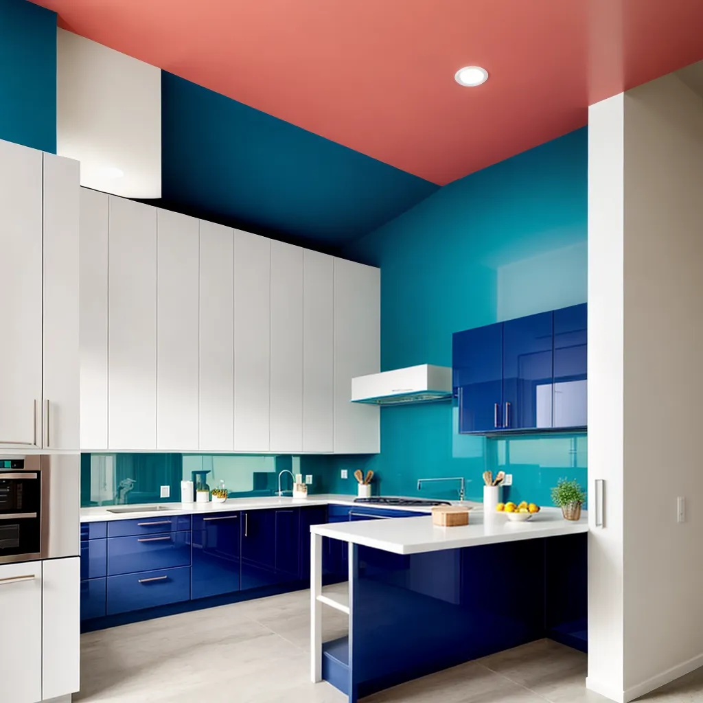 cozinha moderna parede azul acento