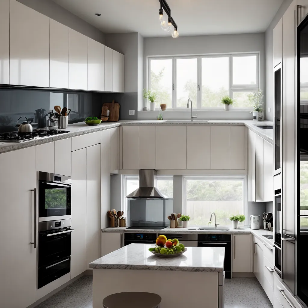 cozinha ampla piso cimento geometrico