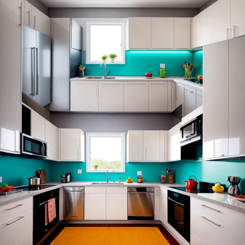 cozinha moderna parede colorida tecido