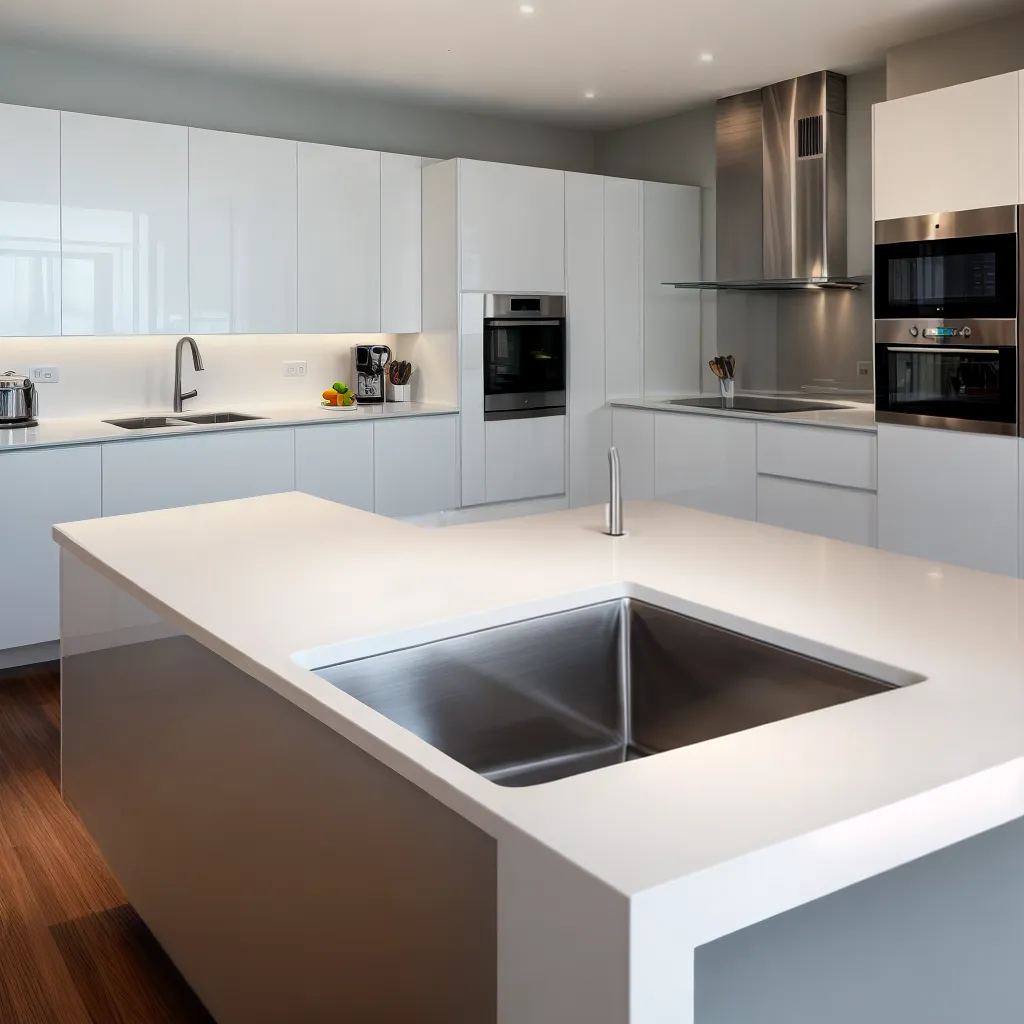cozinha moderna bancada branca silestone
