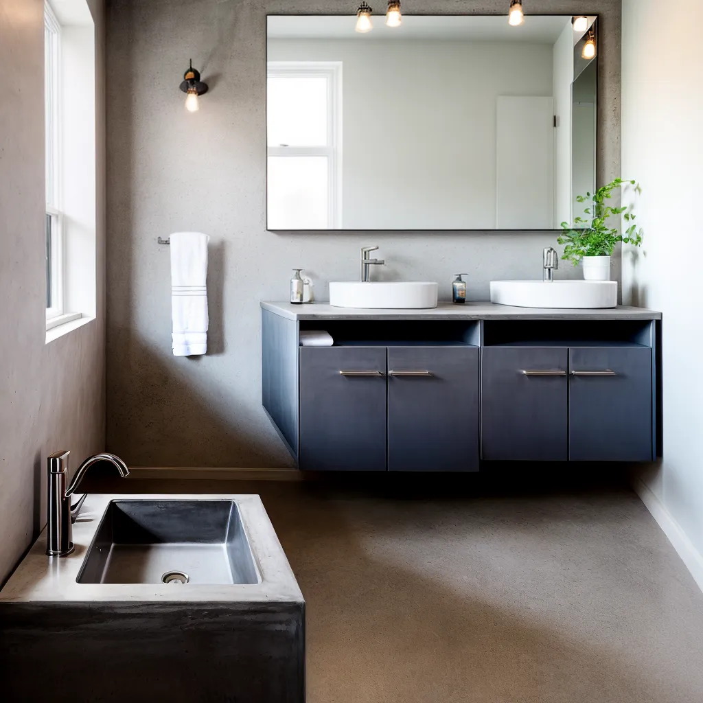 banheiro industrial concreto metal vintage