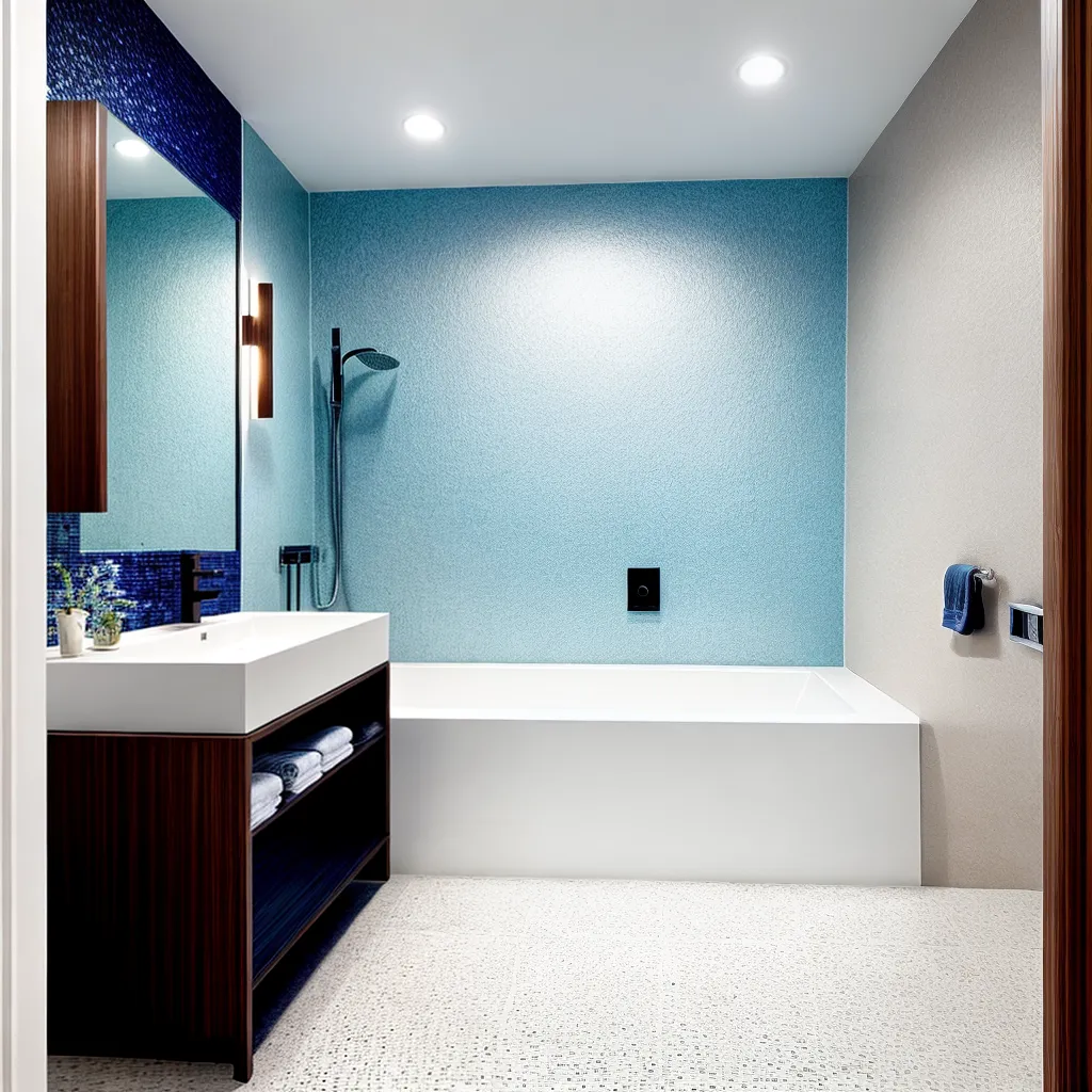 banheiro moderno tiles branco mosaico azul
