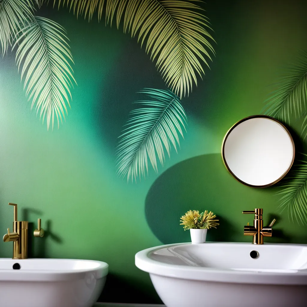 papel de parede folhas tropicais banheiro