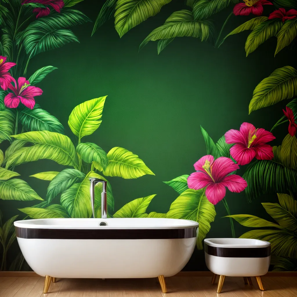 papel de parede tropical banheiro
