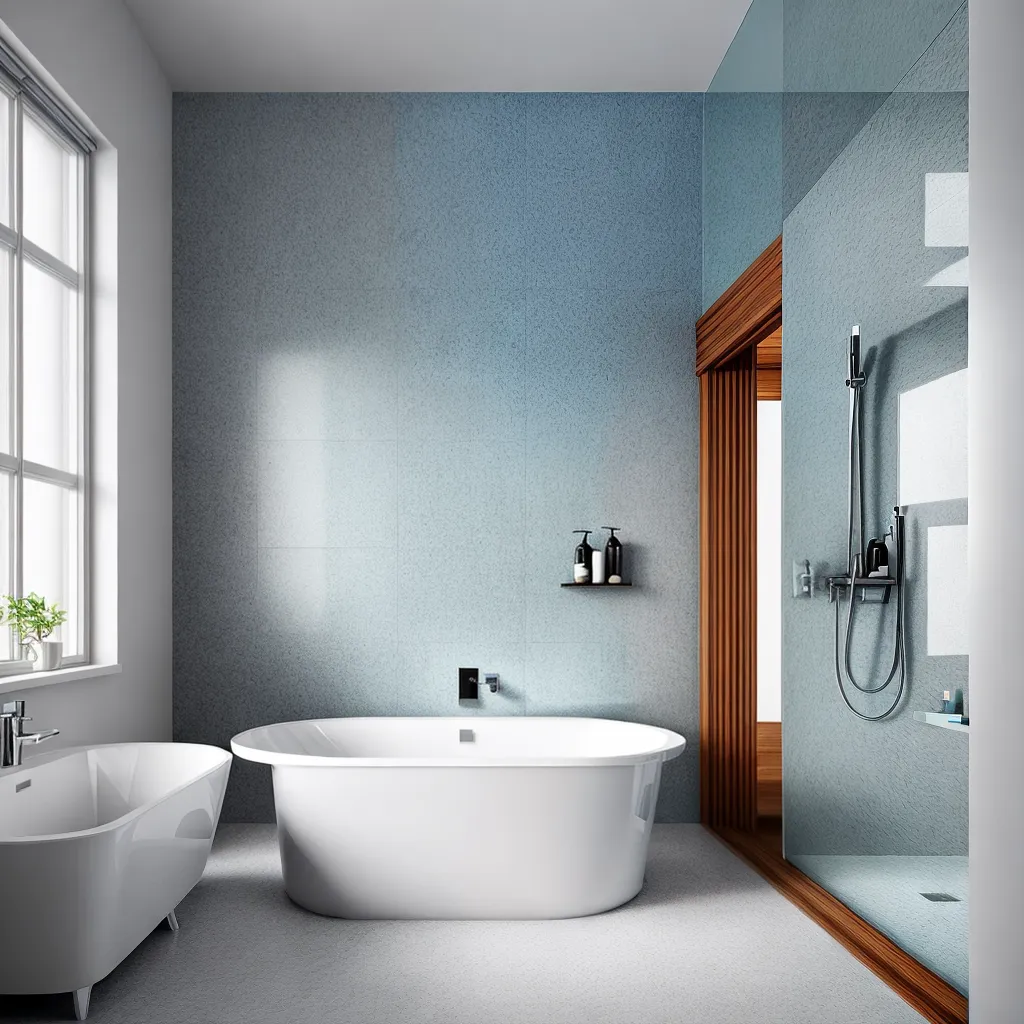 banheiro mosaico azul branco