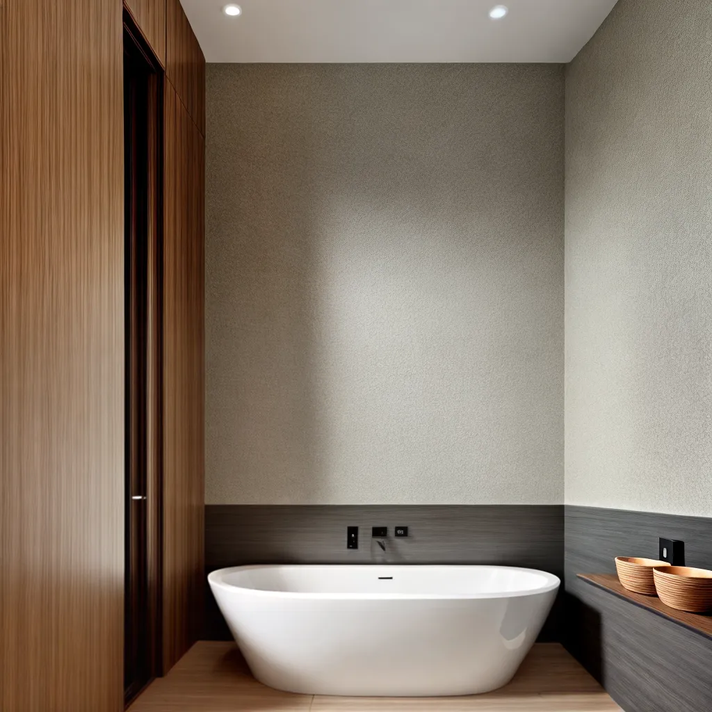 banheiro estiloso parede ceramica tons terrosos