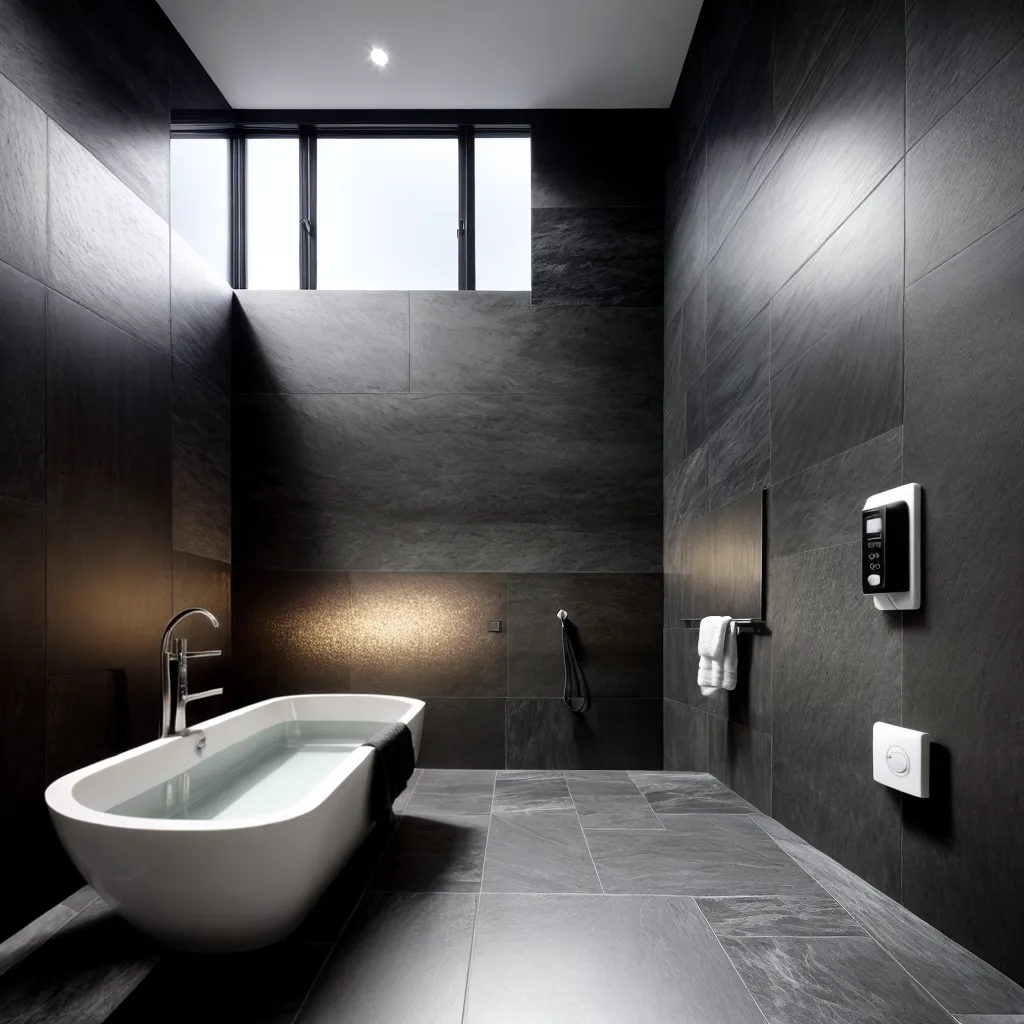 banheiro piso slate rustico elegante